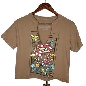 Mushroom & Butterfly Crop Tee